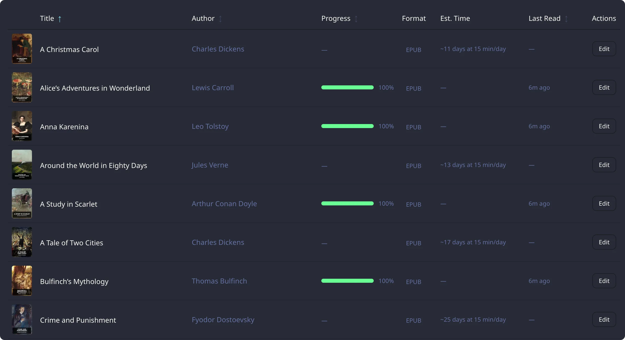 Library — List view