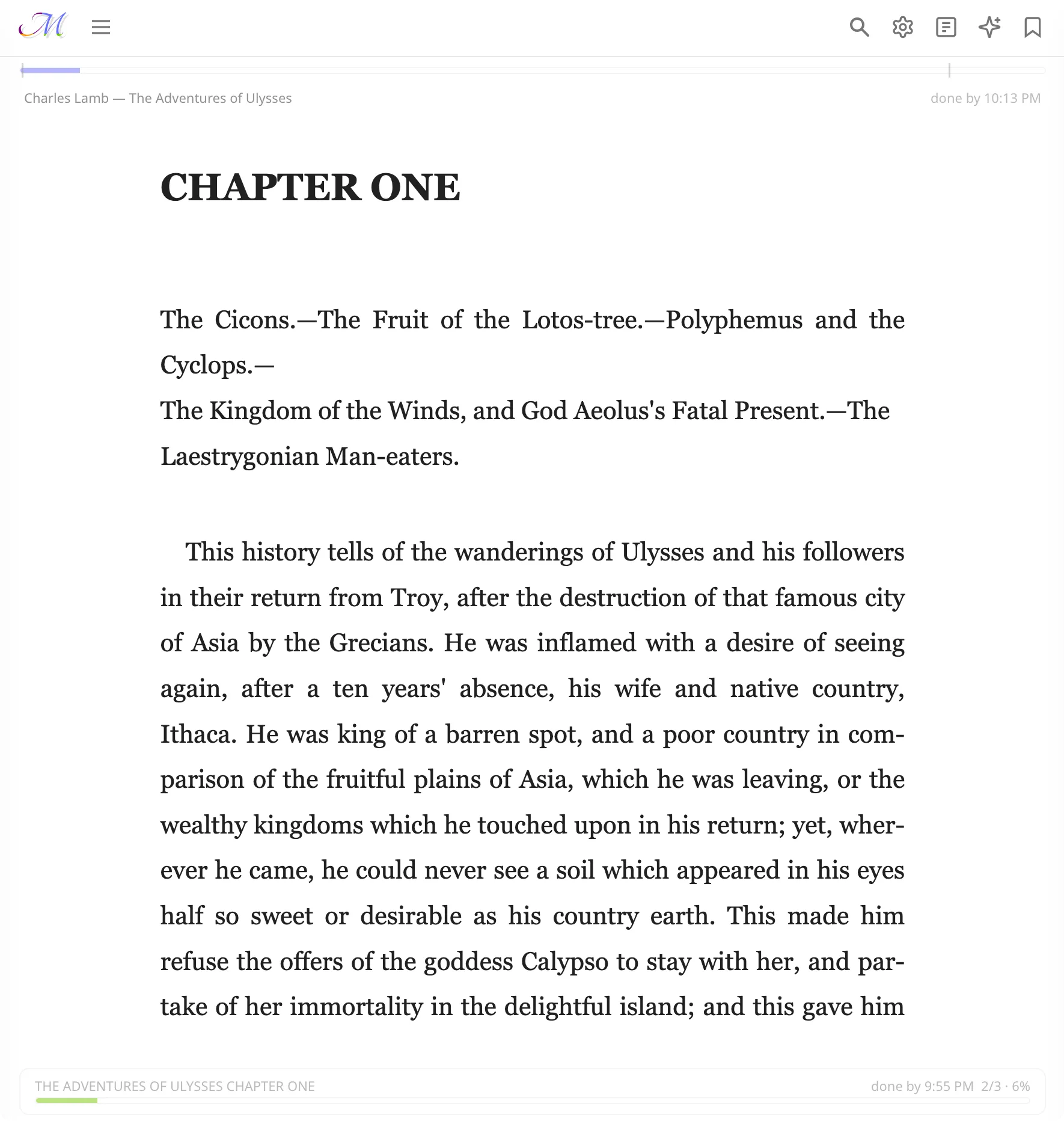 Reader — single column, light theme